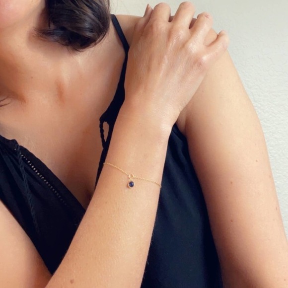 14k Gold Sodalite Dainty Bracelet - Picture 13 of 13